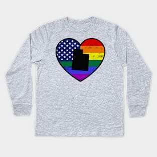 Utah United States Gay Pride Flag Heart Kids Long Sleeve T-Shirt